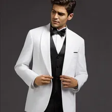 Мода Терно Masculino из 3 предметов(куртка+ брюки+ жилет+ галстук-бабочка) формальные Высокое качество Костюм Сделано воротником одна кнопка Черная курточка