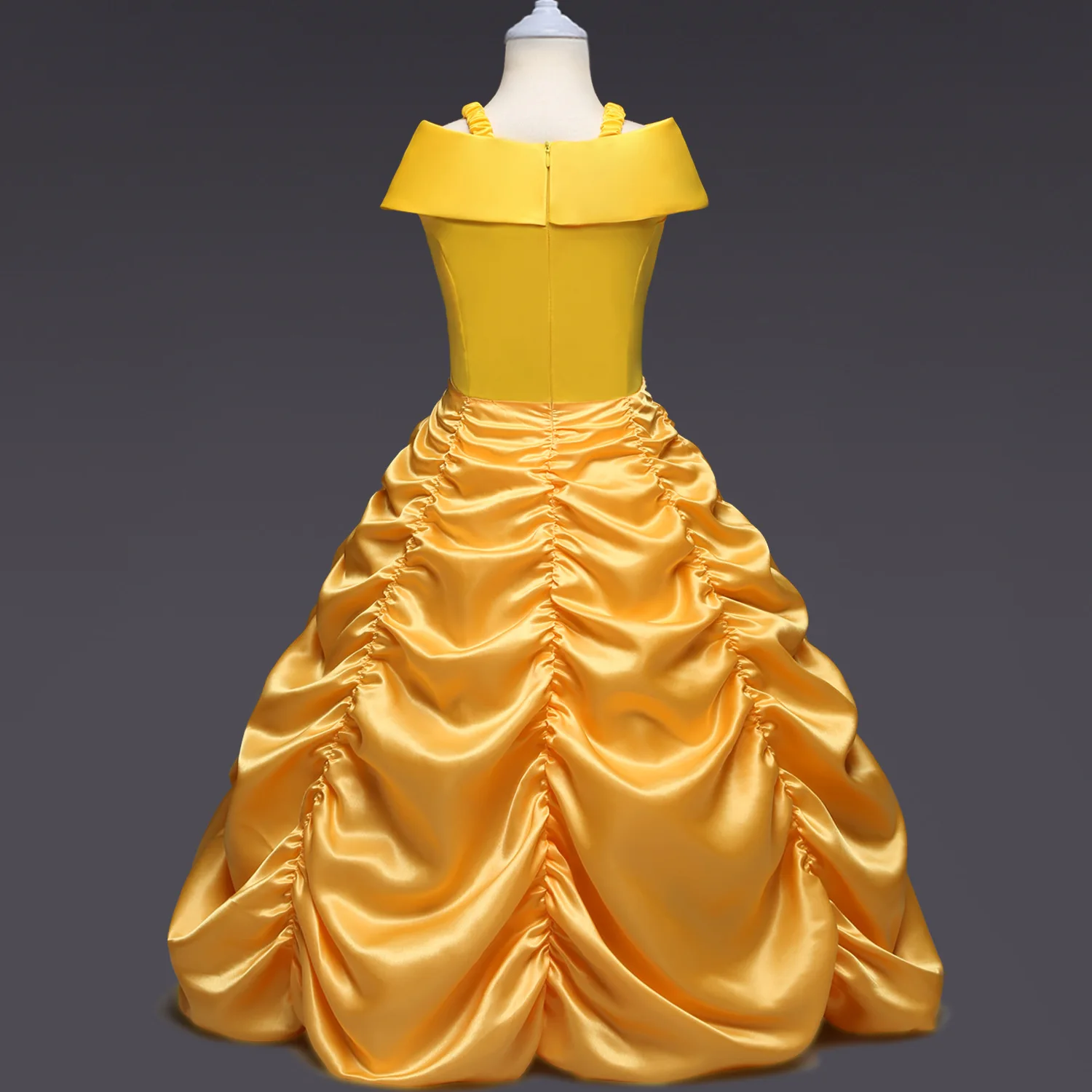 Girls dress Princess Belle Beauty and the Beast Kids Dress up Halloween Cosplay Costume Girl Prom Clothing Yellow Layered Dress