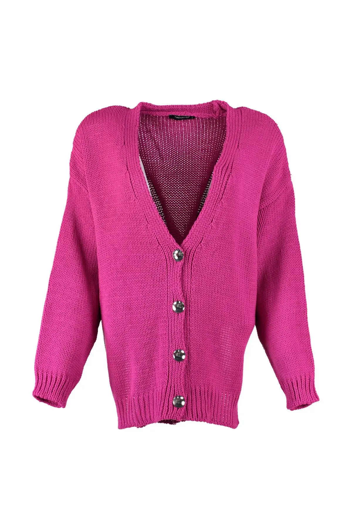 

Trendyol WOMEN-Fuchsia Button Sweater Cardigan TWOAW20DU0026