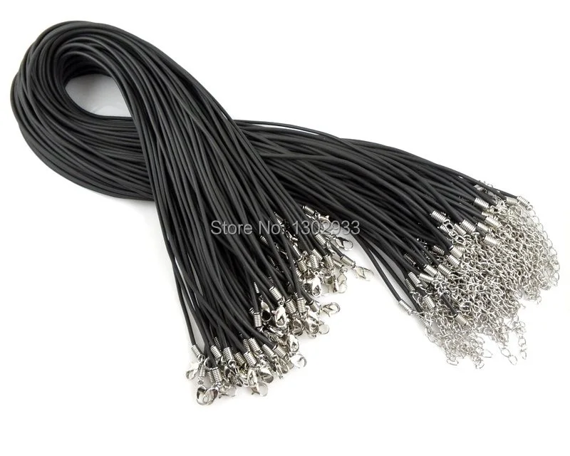 

Wholesale 50 pcs/lot Lobster Clasp Black Rubber Cord Necklaces 18" #PP14