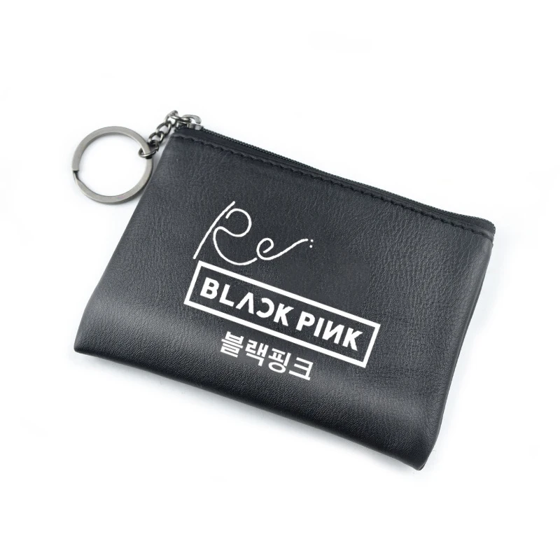 Kpop BLACKPINK EXO GOT7 TWICE WANNA ONE в стиле группы Bangtan Boys PU бумажник милый кошелек на молнии монета кошелек карта Упаковка вентиляторы подарки, Прямая поставка - Цвет: blackpink2-black