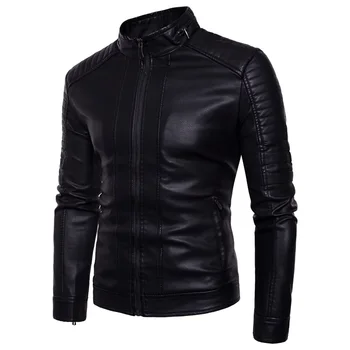 

Men Fur Jacket 2020 New Men's Stand Collar Jacket Casual with Velvet Stand Collar Leather Coat Imitation Leather Coat