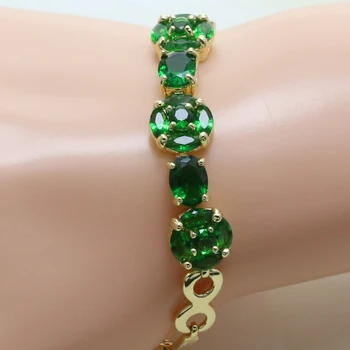 

Otogo Transing Gold Color White Crystal J106H-20cm women bracelet gold bezel set cubic zirconia green main stone Charm Bracelet