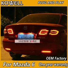 KOWELL автомобильный Стайлинг для Mazda 6 задний светильник s 2004-2013 мазда 6 классический светодиодный задний фонарь DRL+ тормоз+ Парк+ сигнальный светодиодный светильник