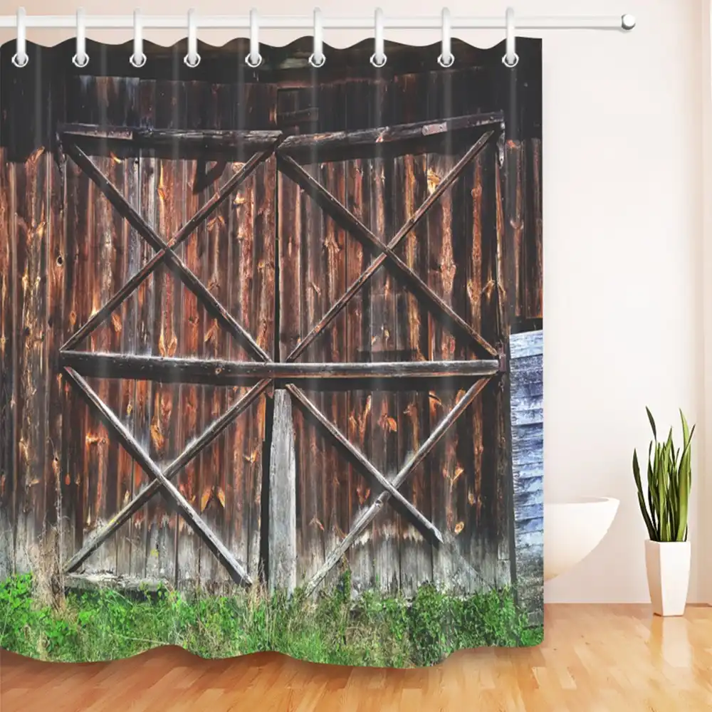 Lb 72 Green Moss Old Barn Shower Curtain Antique Country Rustic