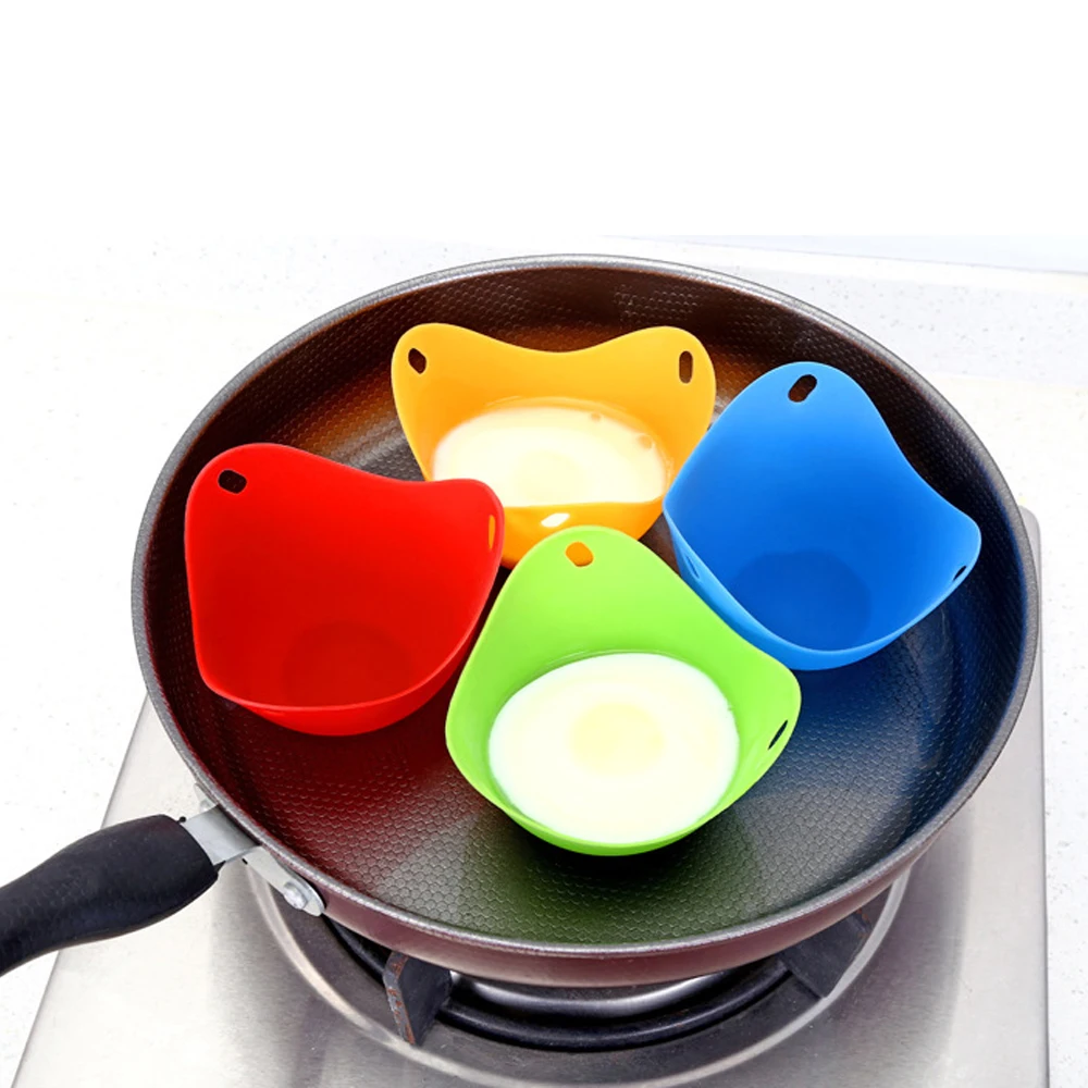 

4pcs/Set Silicone Egg Molds Poacher PanCake Egg Poach Pods Baking Cup Kitchen Cookware Bakeware Tool Random Color