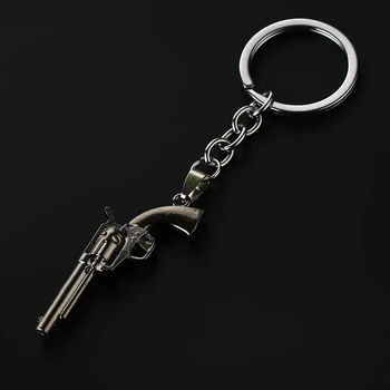 

12PC/Lot Hot Miniature Revolver Pistol Weapon Charms Keychain Stainless Steel Key Rings Mini Gun key Chain For Men Jewelry Gifts