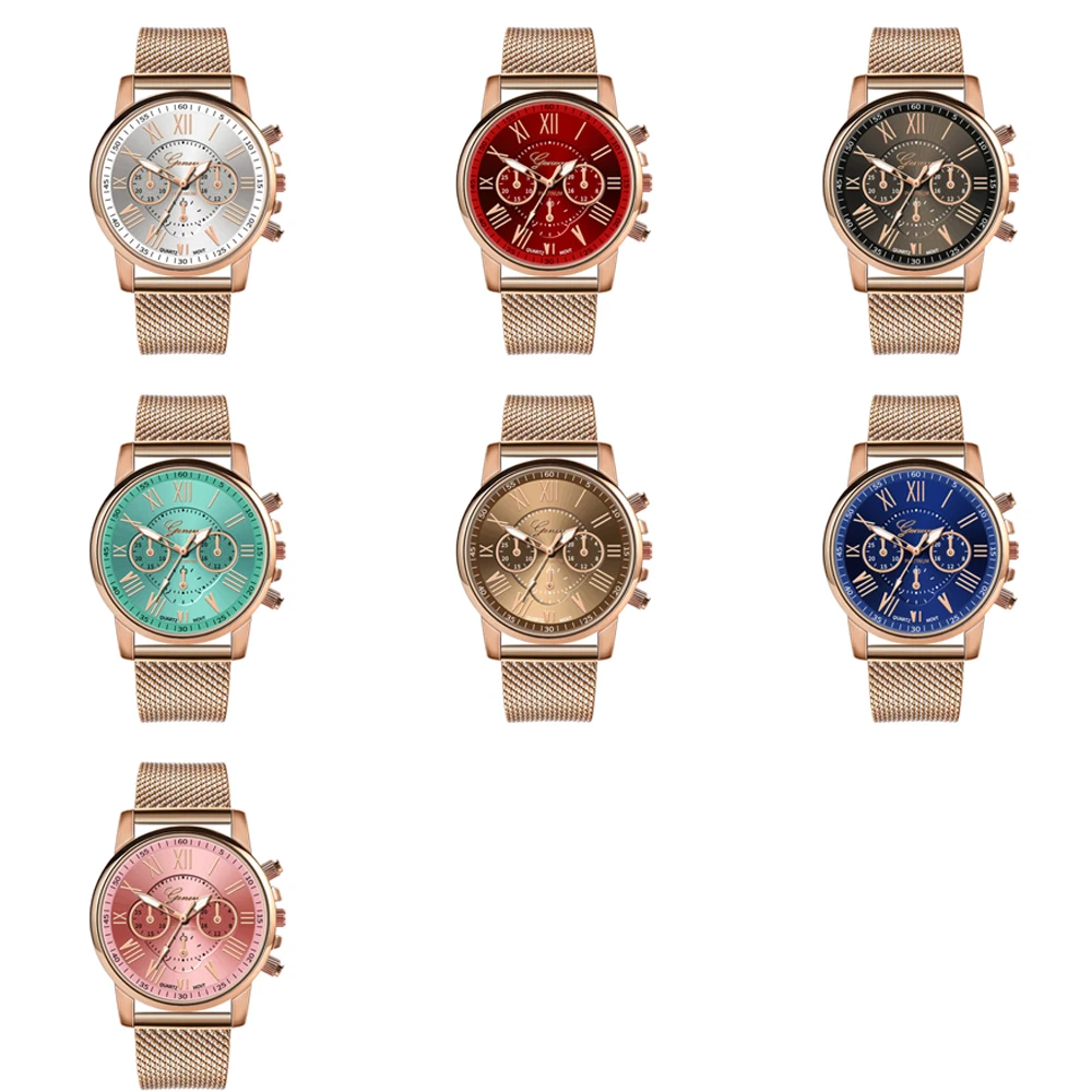 

Double-layer literal ladies watch scale three-eye PVC plastic anti-steel mesh belt female watch