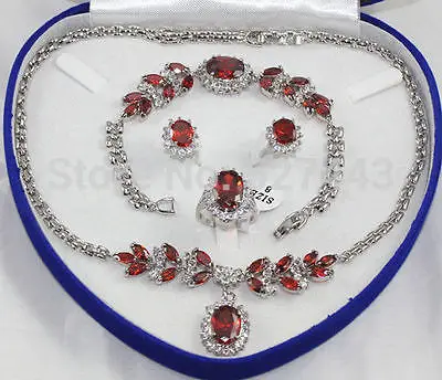 

hot sell new - Wholesale JWEW6529 jewelry oriental ruby white gold Necklace Bracelet Earring Ring (A0425)