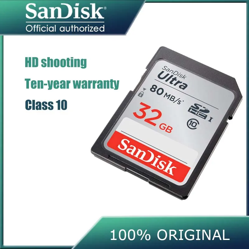 

Original SanDisk Ultra SD Card 16gb 32gb 64gb 128gb Class 10 fiash Memory Card USH-I C10 80MB/s SDHC SDXC Carte SD for camera