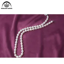 MADALENA SARARA 7-8 мм пресноводный жемчуг класса ААА риса в форме капли тонкий блеск 1" модный стиль жемчужное ожерелье