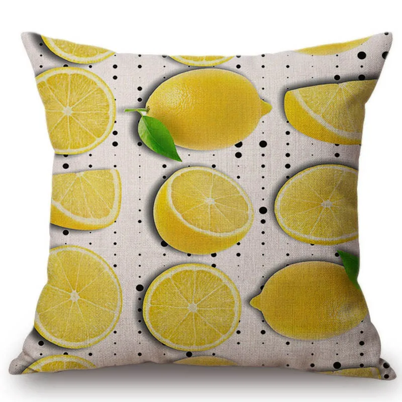 18" Creative Yellow Fruit Pillow For Living Room Lemon Grapefruit Pome