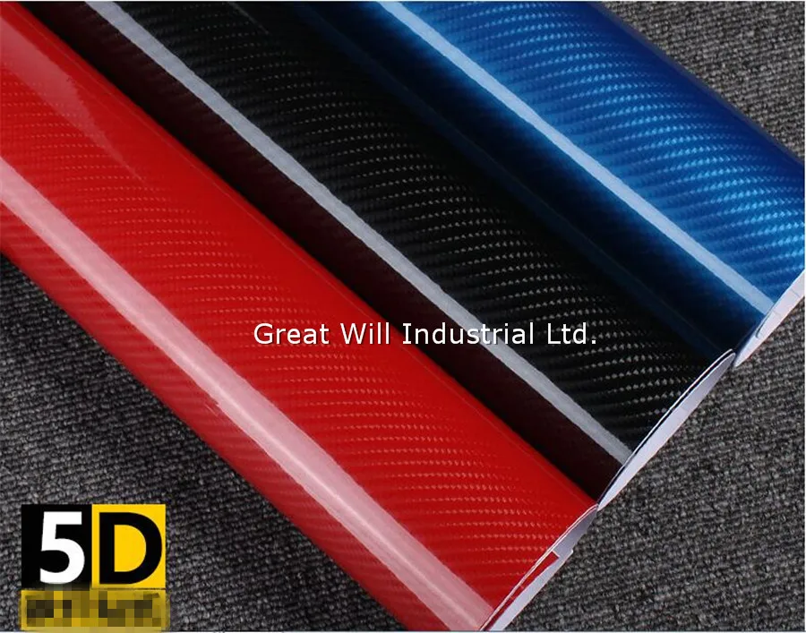 

High Gloss 5D Carbon Fiber Vinyl Wrap Film With Air Release Glossy 5D Fiber Carbon Car Wrap Like Real Carbon 1.52*20M/Roll