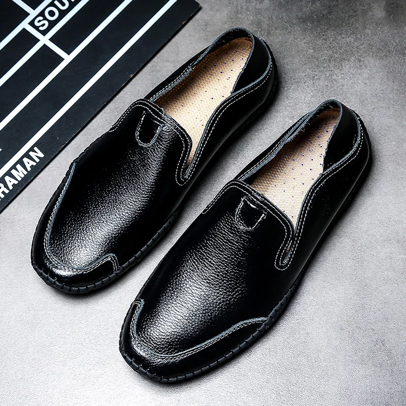 

Big size 38-47 Men Casual Shoes Genuine Leather Loafers Fashion Soft men's moccasins Slip On Boat Shoes