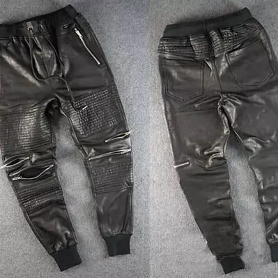 mens Fashion knee zipper biker coating 