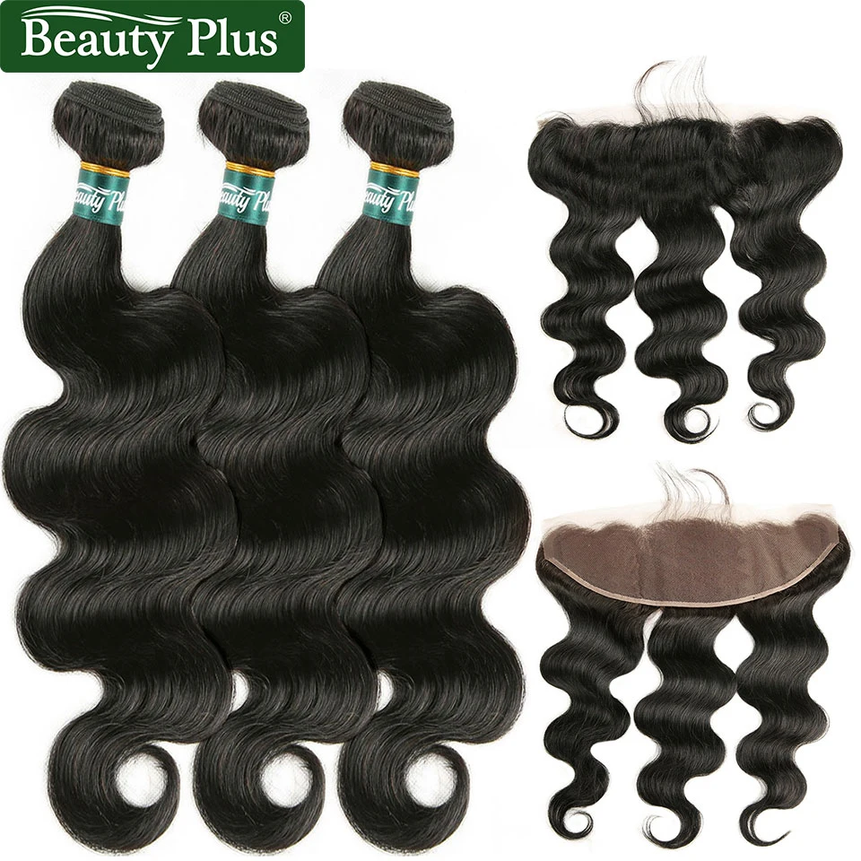 

Body Wave Bundles With Frontal Pre Plucked Peruvian Human Hair Weave With Lace Closure Beauty Plus Nonremy Frontal With Bundles