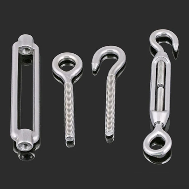 

5 pcs M8 304 Stainless Steel Hook / Eye Turnbuckle Hook Wire Rope Tension Basket screws wire rope increase / reduce tensioner