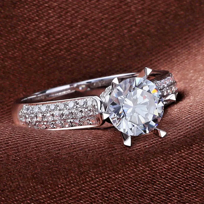 Круглое кольцо с камнем и кристаллами, обручальное кольцо для пары, обручальное кольцо для женщин, для мужчин, День святого Валентина - Цвет основного камня: Цвет: желтый