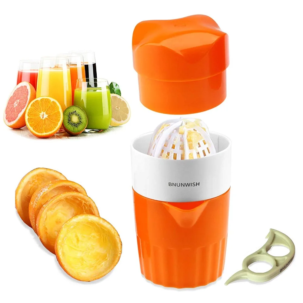 

Potable Hand Juicer Citrus Orange Squeezer Manual Lid Rotation Press Reamer Lemon Fruit Juicer Squeezes with Strainer Container