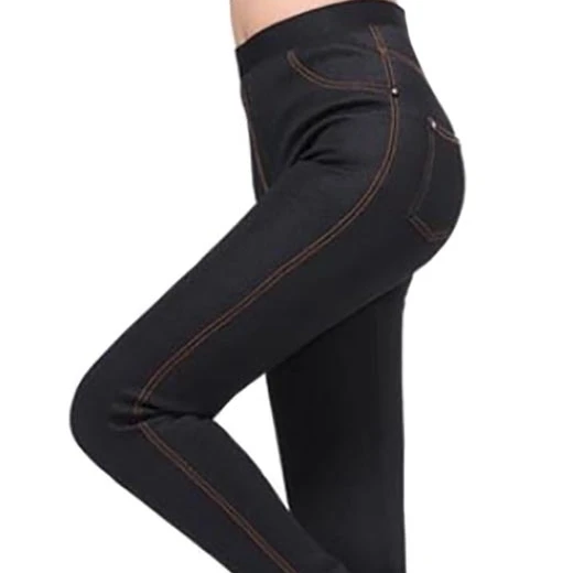 Women's Faux Denim Leggings Small Dark Blue (1)