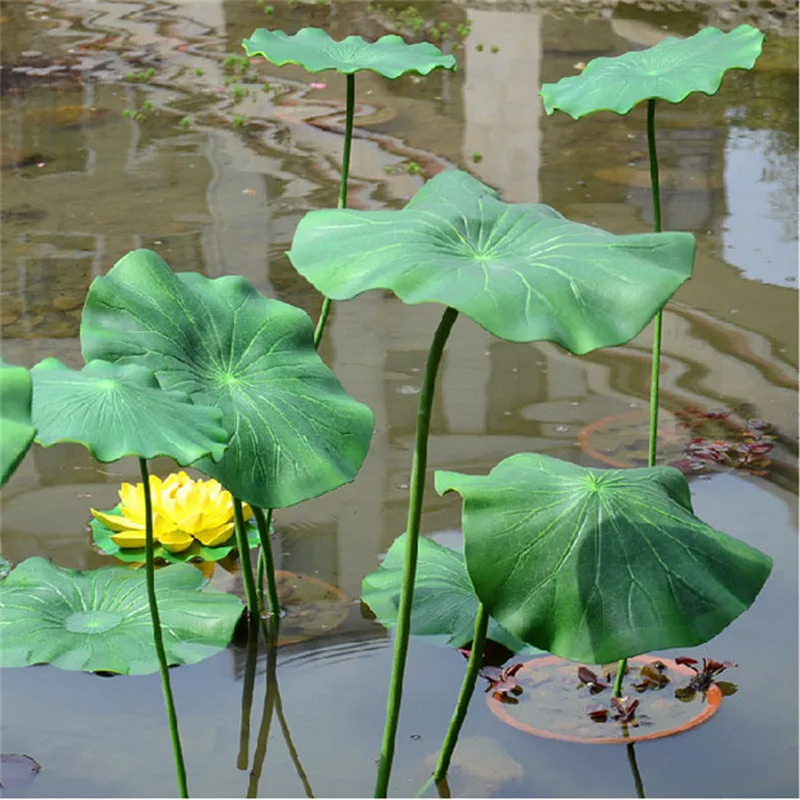 1 Pc Artificial Lotus Leaf With Long Stem Floating Pool Decorative