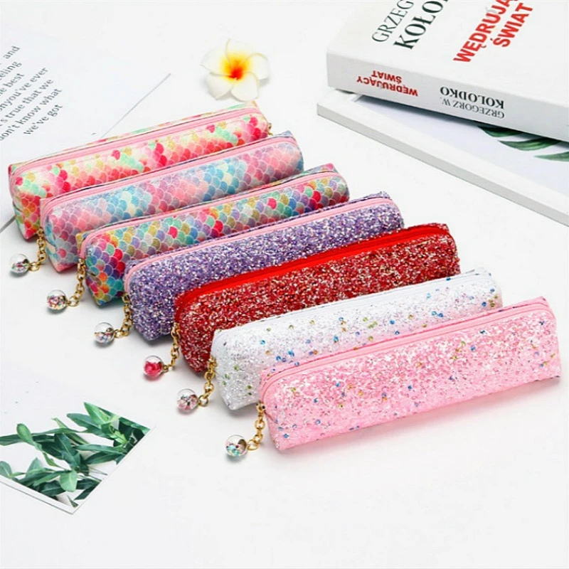 

1 Pcs Mermaid Laser Sequins Pencil Case Office Student Pencils Bags Nylon School Supplies Pen Box