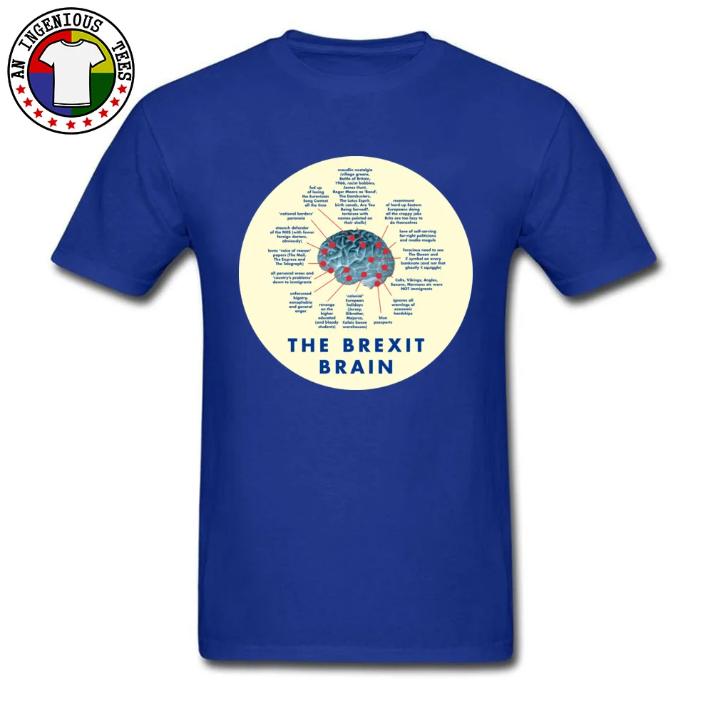 Group Cotton Fabric Tops Shirts for Men Hip hop Top T-shirts Summer Company Round Neck Sweatshirts Short Sleeve THE BREXIT BRAIN WHAT IT THINKS AND OBSESSES ABOUT blue