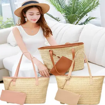 

Women Straw Bag Summer Beach Woven Bag Female Shoulder Bag Tote Shoulder HandBag Casual Women Fashion Straw Bags For Women 2019
