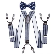 DiBanGu мужские подтяжки 6 зажимы подтяжек кожа подтяжки бабочка набор регулируемый ремень винтажные мужские подтяжки BH002-LH016