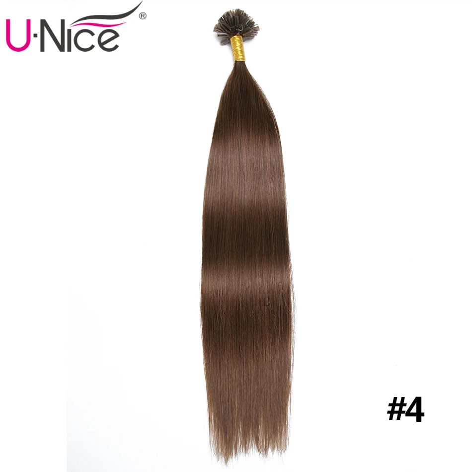 

Unice Hair 18" 20" 22" 24" 50G Italian Keratin Nail Tip U Tip Hair Extensions 0.5g/s Brazilian Remy Human Hair Black Blonde