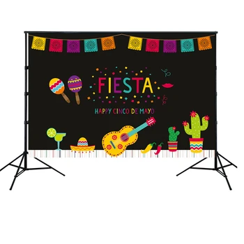 

HUAYI Happy Cinco de Mayo photography backdrop for Mexican Fiesta Party Supplies photo booth background cake table decor W-1916
