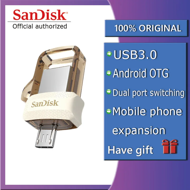 

100% Original Genuine Sandisk SDDD3 Dual OTG USB Flash Drive 64GB 32GB Pen Drives 150M/S PenDrives USB 3.0 usb stick
