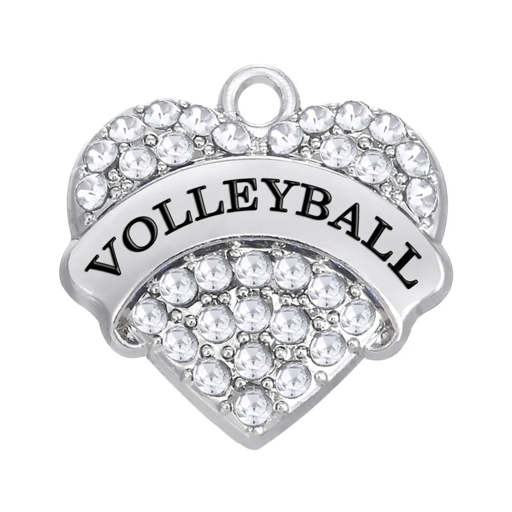 Sports crystal Volleyball heart charm for jewelry makingin Charms from