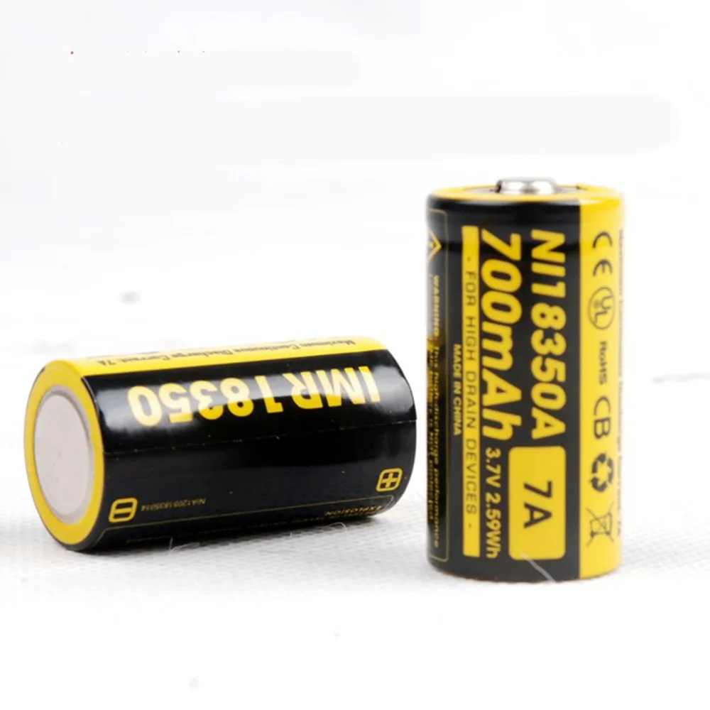 1 шт. nitecore ni18350a IMR 18350 imr18350 700 мАч 7a батареи для устройств с высоким потреблением