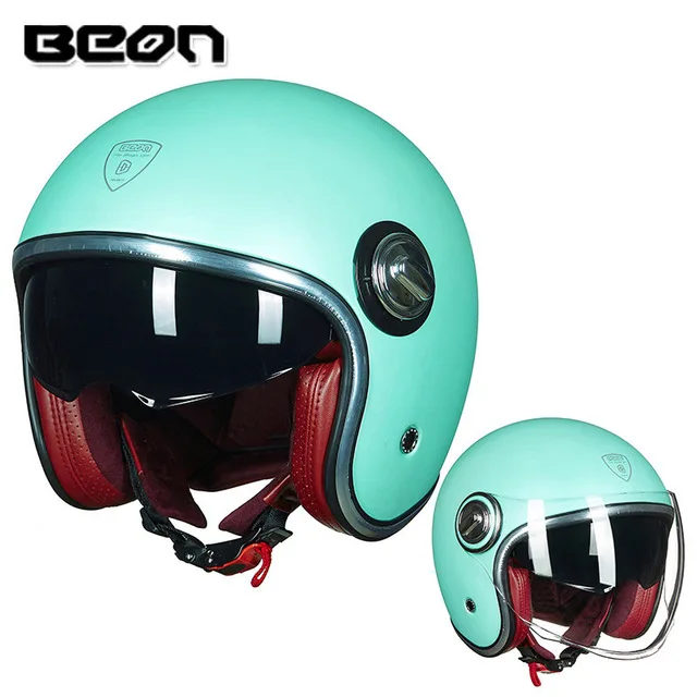 BEON шлем B-108A moto rcycle шлем 3/4 с открытым лицом шлем moto cross винтажный шлем casque Casco Capacete ретро-шлем - Цвет: 1