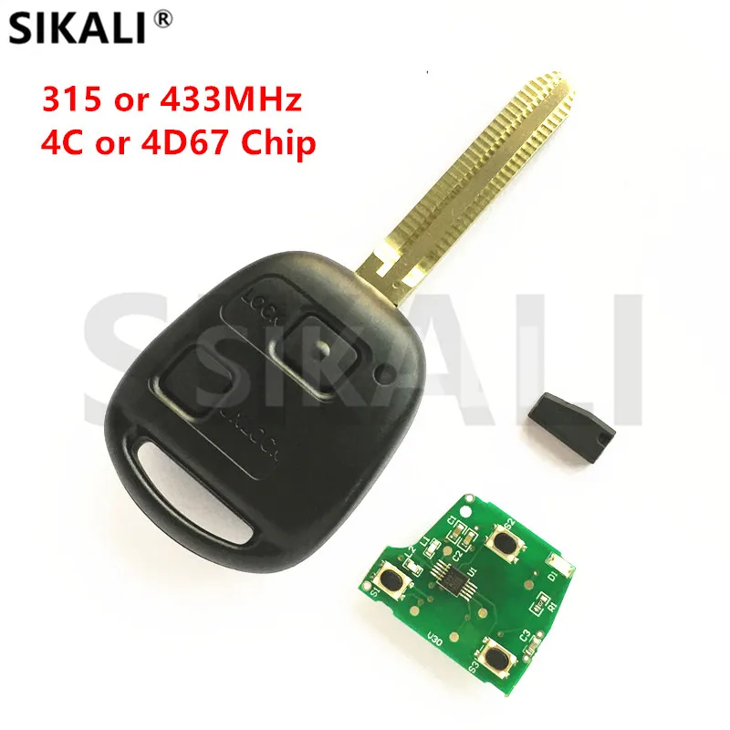

SIKALI 2 Buttons Remote Key Fit for Toyota Camry Prado Corolla Car Vehicle Alarm 315MHz/433MHz 4C/4D67 Chip