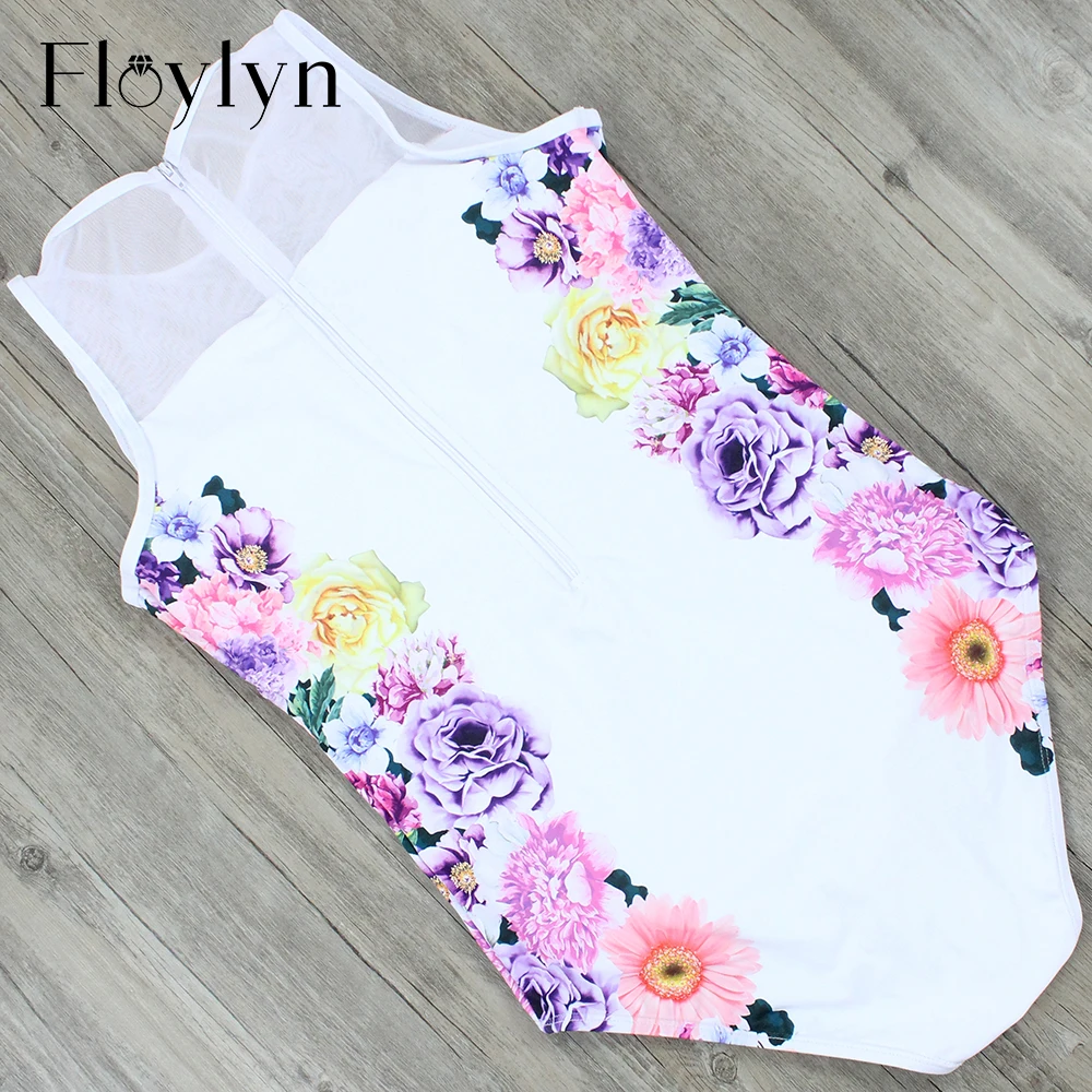 Купальник Floylyn 2018 женский сексуальный слитный купальник с цветочным принтом