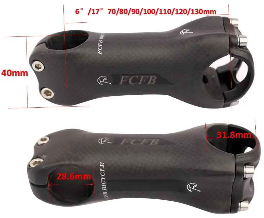 FCFB труба из углеродистого волокна 3K матовый велосипедный карбоновый горный велосипед S угол 6 17 70/80/90/100/110/120/130 мм