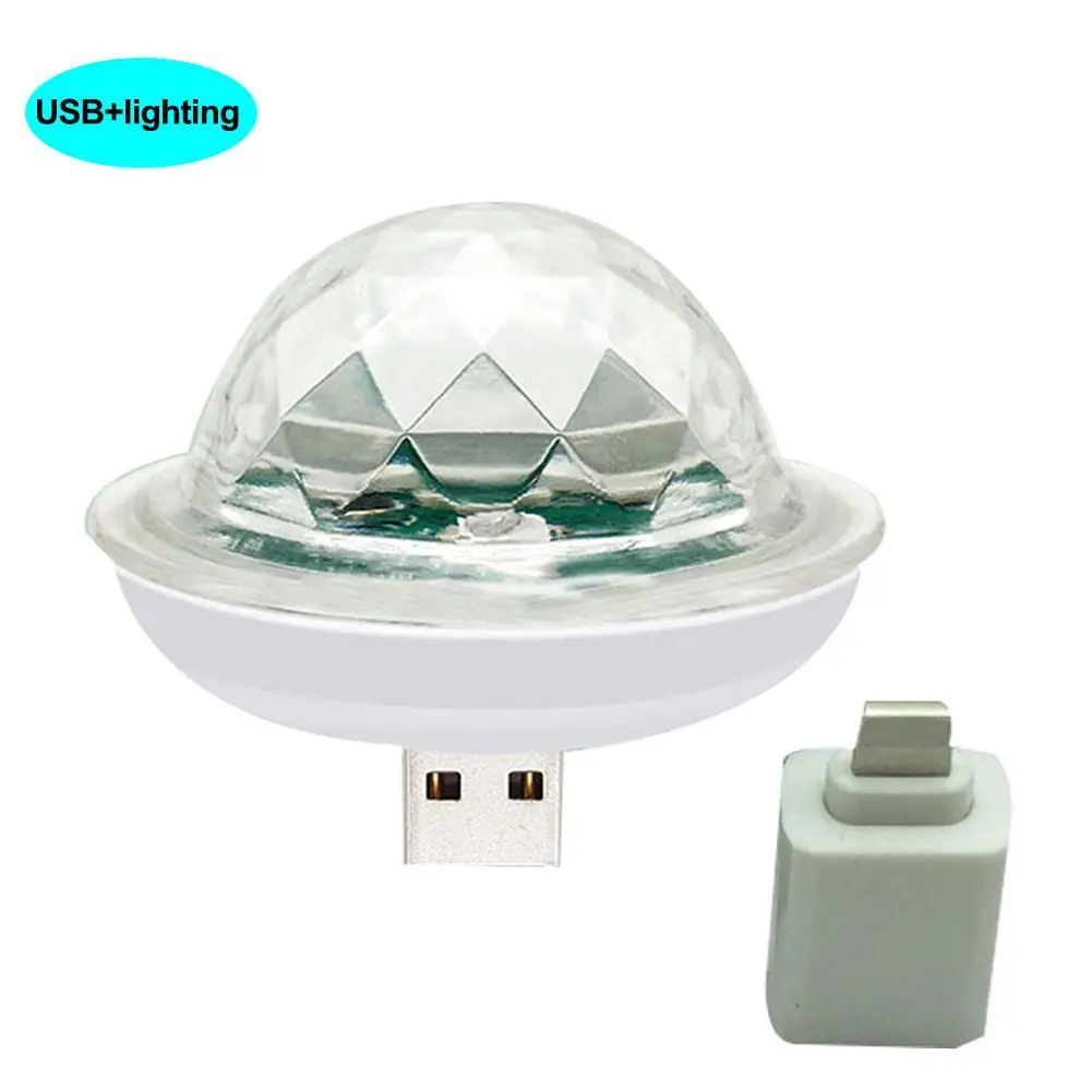 СВЕТОДИОДНЫЙ Автомобильный USB атмосферный свет DJ RGB мини красочная музыкальная лампа USB-C поверхность телефона для фестиваля вечерние караоке