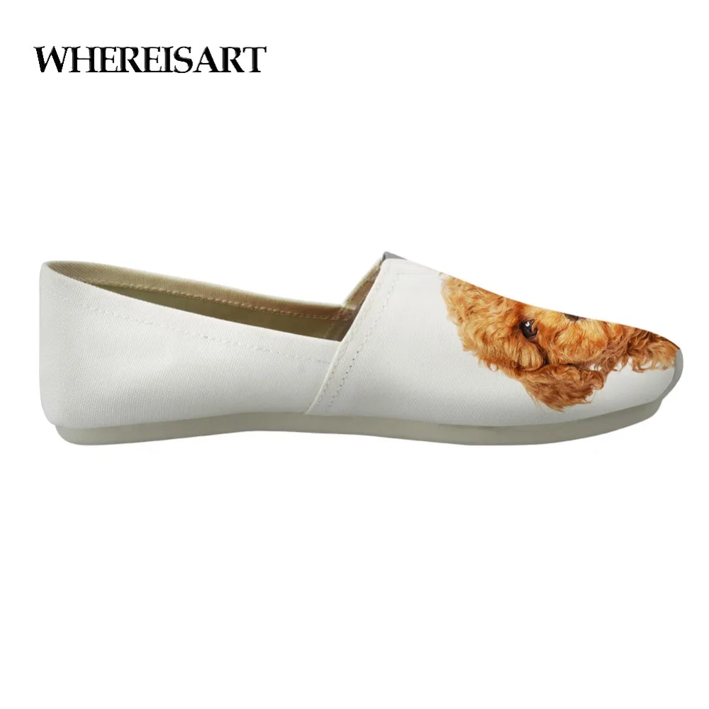 

WHEREISART Shoes Custom Design Poodle Dog Men Loafers Shoes Luxury Animals White Leisure Shoes Man Comfortable Sneakers Adult