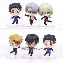 Anime Yuri Yuri no Gelo Katsuki Victor Yuri Plisetsky Phichit Kenjiro Mini PVC Figuras Brinquedos 6 pçs/set 5cm