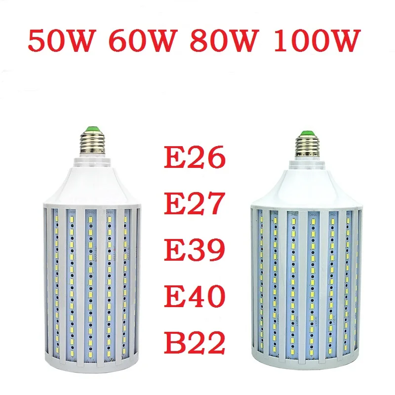 

50W 60W 80W 100W Super Bright LED Lamp E26 E27 B22 E39 E40 110V 220V Lampada Corn Bulb Pendant Lighting Chandelier Ceiling Light