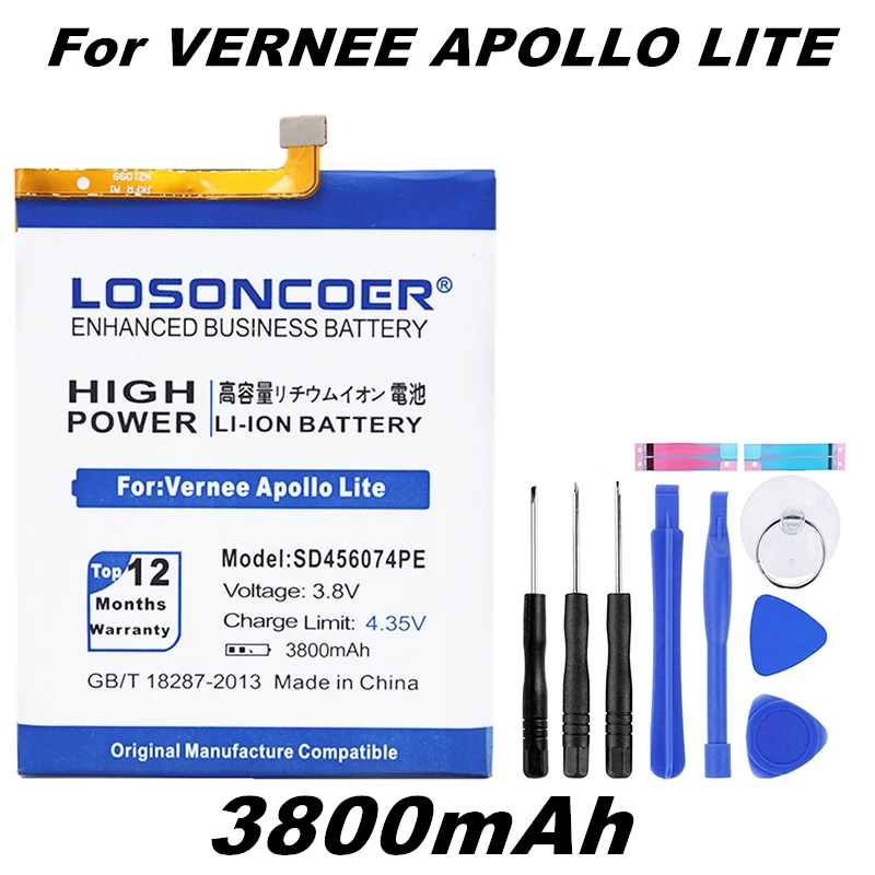 

LOSONCOER SD456074PE 3800mAh Good Quality Battery For Vernee Apollo Lite Smart Phone Batteries