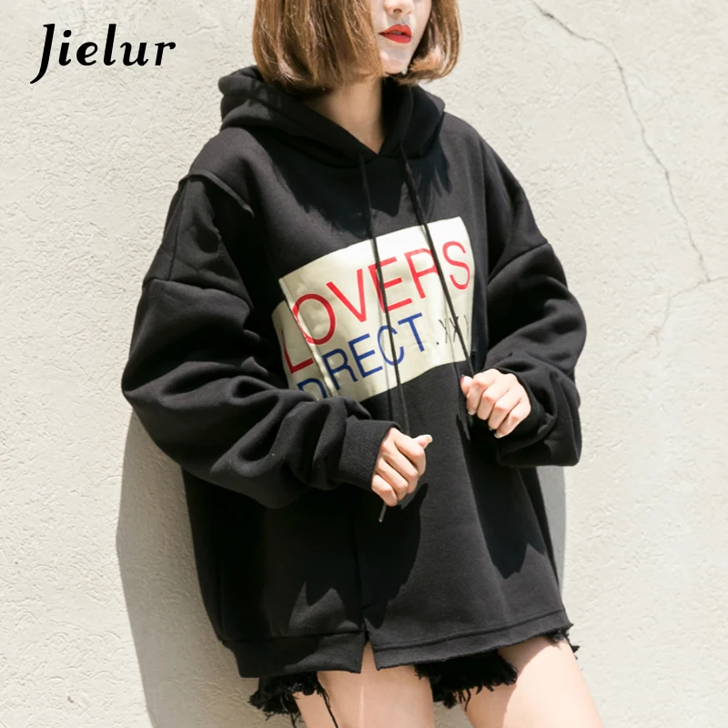 Jielur корейский поп Oversize нерегулярные толстовки для женщин уличный шик отверстия с