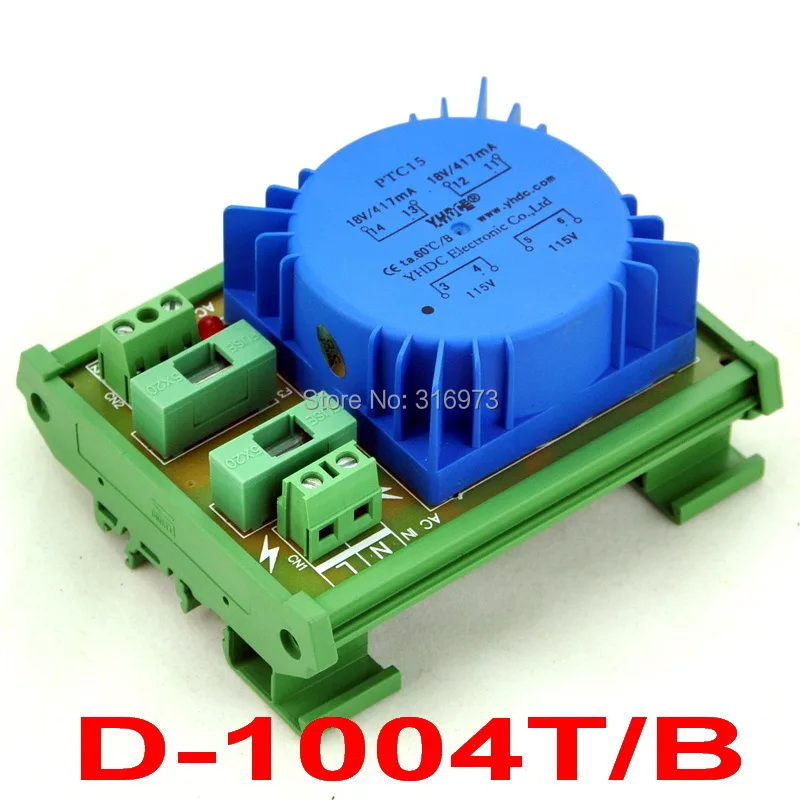 

P 115VAC, S 18VAC, 15VA DIN Rail Mount Toroidal Power Transformer Module.