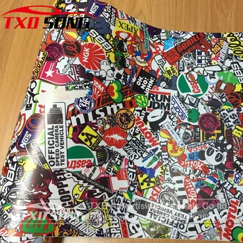 

50CM*200/300CM Sticker bomb Vinyl Wrap StickerBOMB Adhesive Cartoon Skull JDM Printed Racing Motorcycle Bike Scooter Bomb Wrap