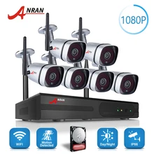 ANRAN Plug And Play P2P 1080 P NVR Kit 6CH WI-FI Ao Ar Livre 36 Noite IR Vídeo 6 PCS 2.0MP Câmera IP Sem Fio Sistema de Segurança Rígido disco