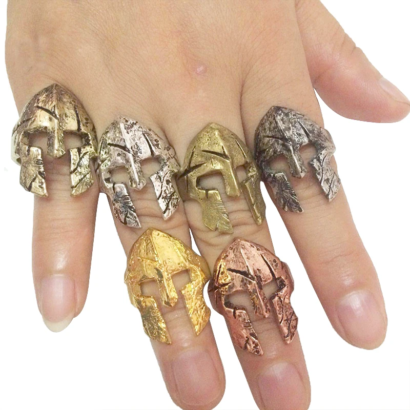 

1 Pcs Mens Stainless Steel Spartan Warrior Helmet Skull Mask Ring Jewelry