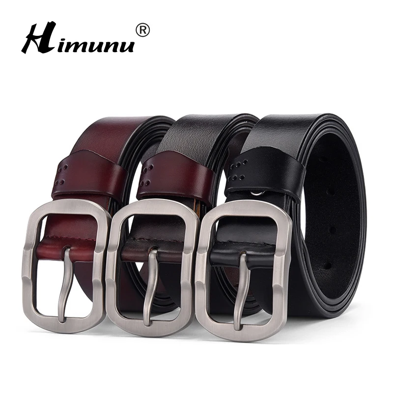 

【Himunu】European And American Style Genuine Leather Men Belt Pin Buckle Men Jeans Belt Cowhide Luxury Brand Belt Cintura Da Uomo