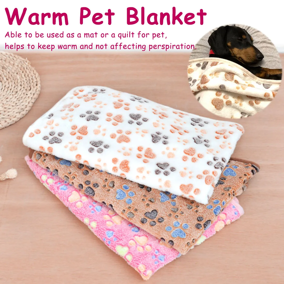 Winter Soft Pet Blanket Dog Cat Bed Mat Foot Print Warm Sleeping Mattress Small Medium Dogs Cats Coral Fleece Supplies | Дом и сад